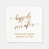 Goud en wit nog lang en gelukkig, Hearts Script Servet (Voorkant)