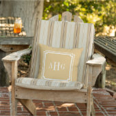 Goud en Wit Notched Corner Custom Monogram Buitenkussen (Stoel)