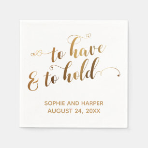 Goud en Wit Om Hartjes Vast te Houden Typografie Servet