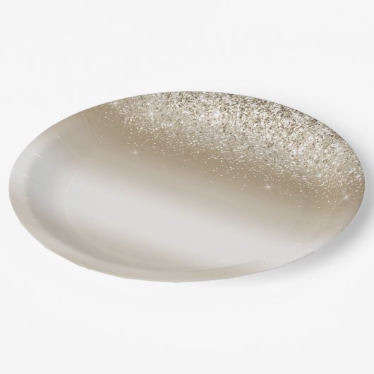 Goud en wit Ombre Glitter Glitter Papieren Bordje (Gekanteld)