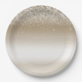 Goud en wit Ombre Glitter Glitter Papieren Bordje (Voorkant)