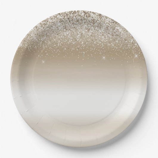 Goud en wit Ombre Glitter Glitter Papieren Bordje (Voorkant)