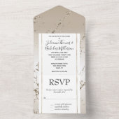 Goud en wit Ombre Glitz Marmer All In One Uitnodiging (Binnen)