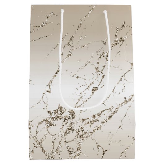 Goud en wit Ombre Marmer Glitz Medium Cadeauzakje (Achterkant)