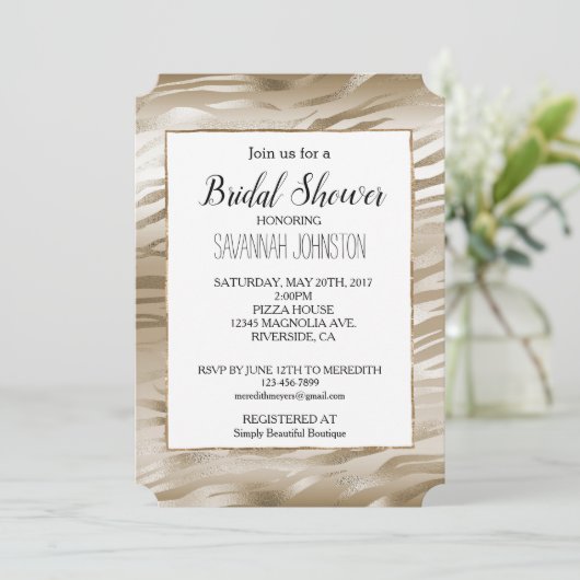 Goud en wit Ombre Zebra Animal Vrijgezellenfeest Kaart (Staand voorkant)