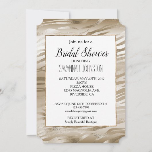 Goud en wit Ombre Zebra Animal Vrijgezellenfeest Kaart (Voorkant)