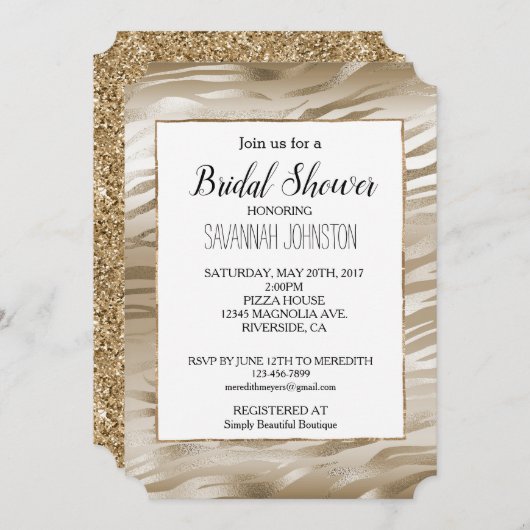 Goud en wit Ombre Zebra Animal Vrijgezellenfeest Kaart (Voorkant / Achterkant)