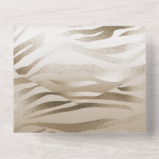 Goud en wit Ombre Zebra Dierenprint All In One Uitnodiging (Achterkant)