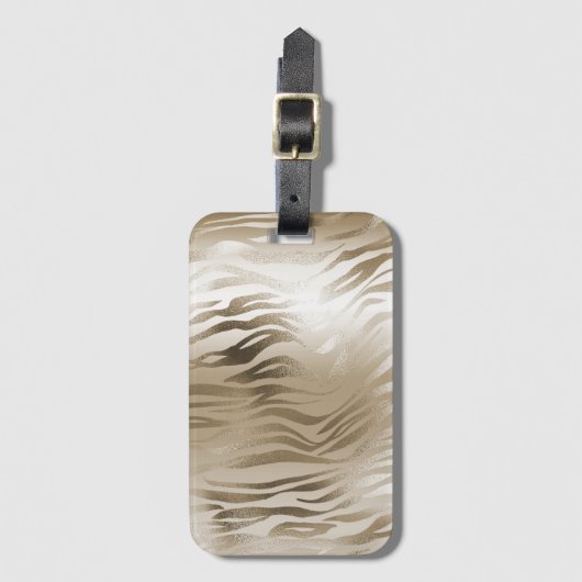 Goud en wit Ombre Zebra Dierenprint Bagagelabel (Voorkant (verticaal))