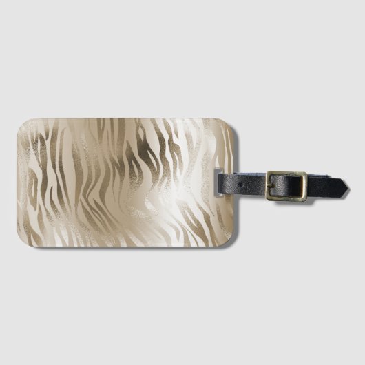 Goud en wit Ombre Zebra Dierenprint Bagagelabel (Voorkant (horizontaal))