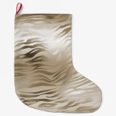 Goud en wit Ombre Zebra Dierenprint Grote Kerstsok (Voorkant)