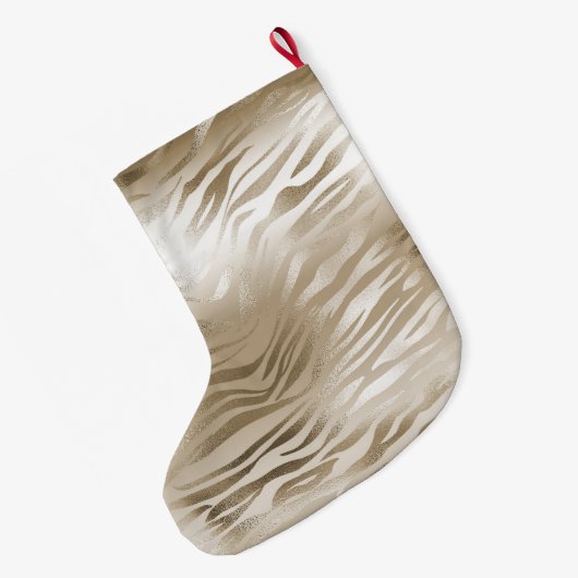 Goud en wit Ombre Zebra Dierenprint Grote Kerstsok (Achterkant (Hangend))
