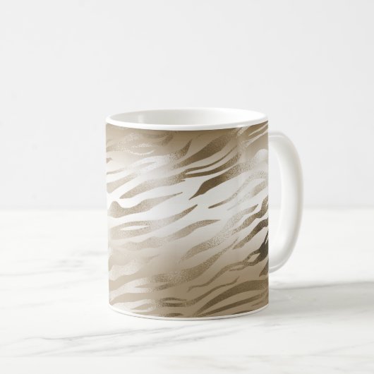 Goud en wit Ombre Zebra Dierenprint Koffiemok (Voorkant rechts)