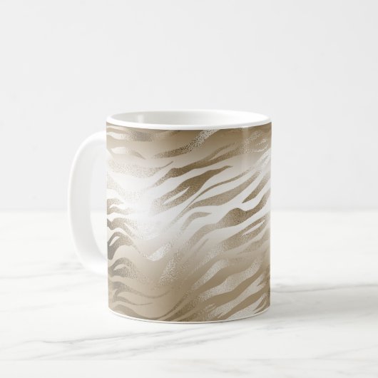 Goud en wit Ombre Zebra Dierenprint Koffiemok (Voorkant links)