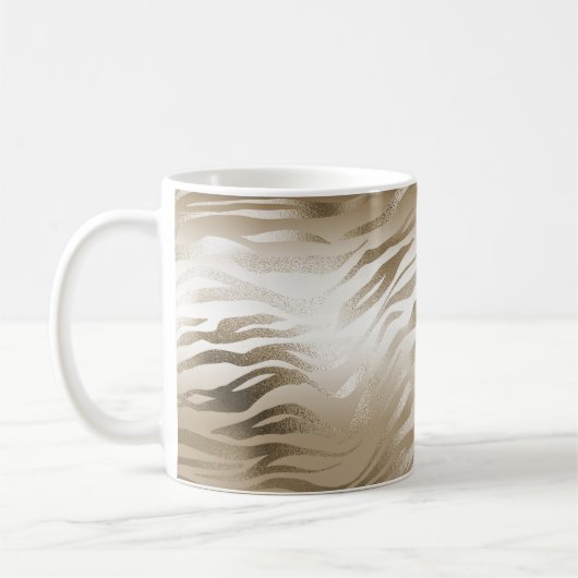 Goud en wit Ombre Zebra Dierenprint Koffiemok (Links)