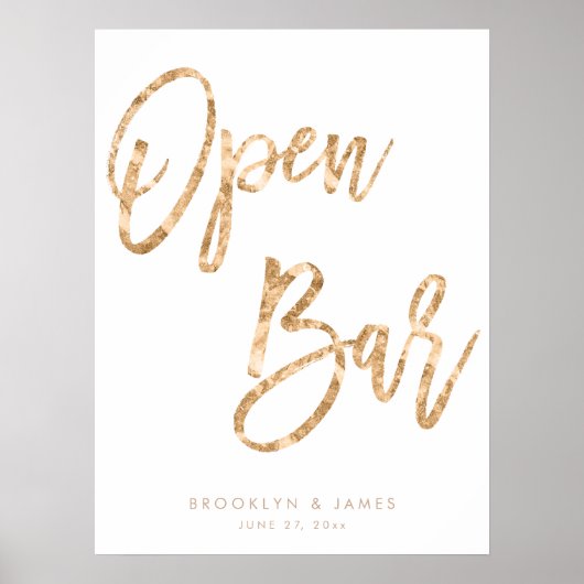Goud en wit Open Bar bord 45x60 cm Poster (Voorkant)