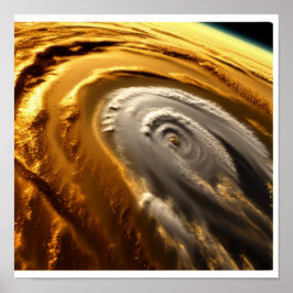 Goud en wit orkaan poster