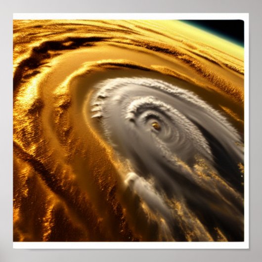 Goud en wit orkaan poster (Voorkant)