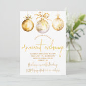 Goud en wit Ornament Exchange Holiday Party Kaart (Staand voorkant)
