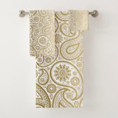 Goud en wit paisley bad handdoek (Insitu)