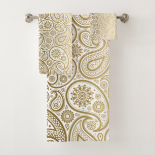 Goud en wit paisley bad handdoek