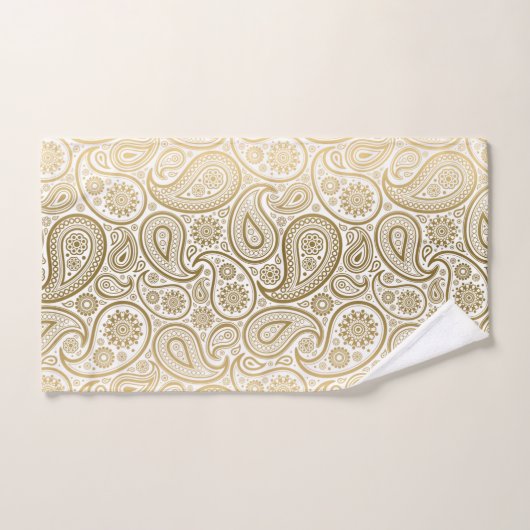 Goud en wit paisley bad handdoek (Handdoek)