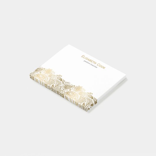 Goud en wit Paisley Kant Post-it® Notes (Schuin)