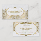 Goud en wit Paisley Kant Visitekaartje (Voorkant / Achterkant)