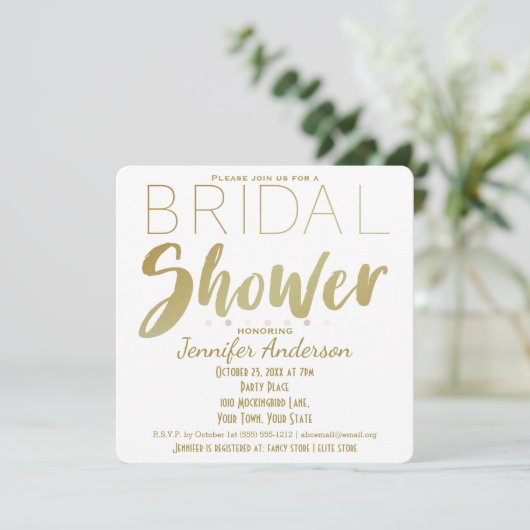 Goud en wit Polka Dot Glamour Vrijgezellenfeest Kaart (Staand voorkant)