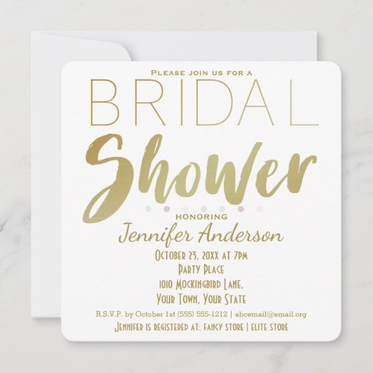 Goud en wit Polka Dot Glamour Vrijgezellenfeest Kaart (Voorkant)