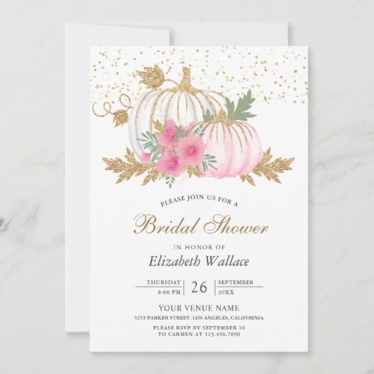 Goud en wit pompoen Roze Vrijgezellenfeest Kaart (Voorkant)