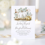 Goud en wit pompoen Rustic Modern Fall Wedding Kaart