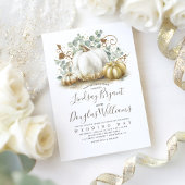 Goud en wit pompoen Rustic Modern Fall Wedding Kaart