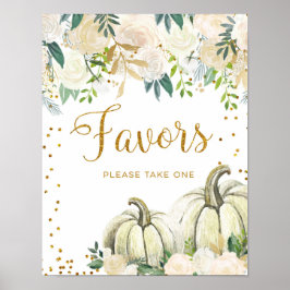 Goud en wit pompoenfeest geschenken bord poster