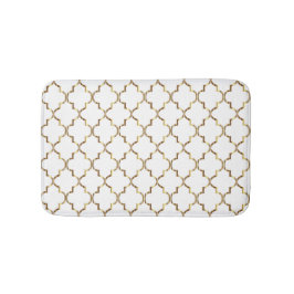 Goud en wit Quatrefoil Badmat