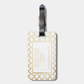 Goud en wit quatrefolie-Bagagelabel Bagagelabel (Achterkant verticaal)
