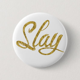 Goud en wit ronde button 5,7 cm