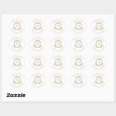 Goud en wit Royal Monogram Crest Bruiloft Ronde Sticker (Vel)