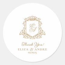 Goud en wit Royal Monogram Crest Bruiloft