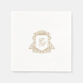 Goud en wit Royal Monogram Crest Bruiloft Servet