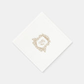 Goud en wit Royal Monogram Crest Bruiloft Servet (Hoek)