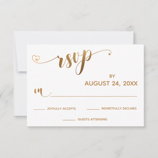 Goud en wit RSVP Typografie met harten (Voorkant)