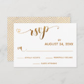 Goud en wit RSVP Typografie met harten (Voorkant / Achterkant)