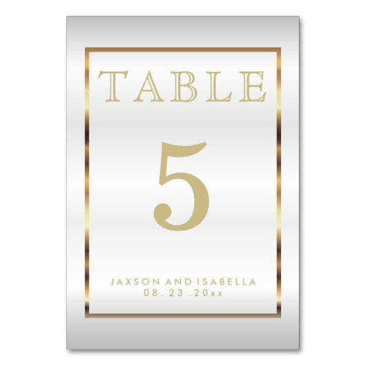 Goud en Wit Satijn - Tafel Kaart (Voorkant)