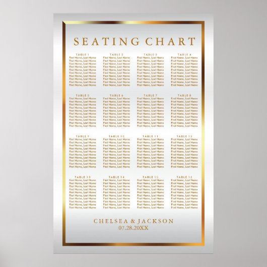 Goud en wit Satin - Zitkaart Poster (Voorkant)