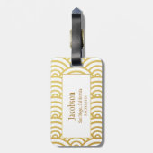Goud en wit Scallop Monogram Bagagelabel (Achterkant verticaal)