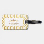 Goud en wit Scallop Monogram Bagagelabel (Achterkant horizontaal)