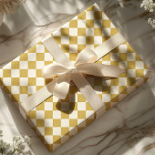 Goud en wit schaakbordpatroon cadeaupapier