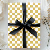 Goud en wit schaakbordpatroon cadeaupapier