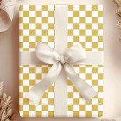 Goud en wit schaakbordpatroon cadeaupapier